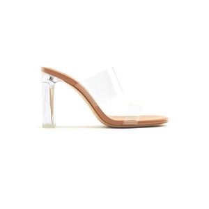 Transparent heeled sandals. Light beige. Size 6.5